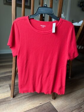 Old Navy Red Short-Sleeve Waffle Knit T-shirt! NWT in Size XL Tall! Super cute!